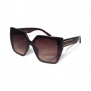 Tahari TH904 TS Oversized Square Sunglasses Brown Tortoise Frame Gradient Lens